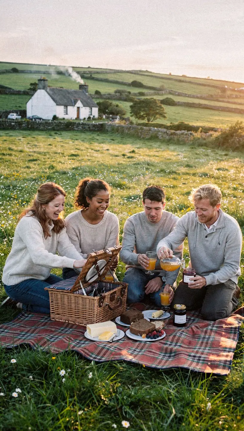 Eco-friendly picnic setup in a natural setting